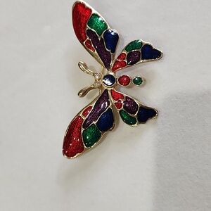 Elegant Multicolor Butterfly Brooch